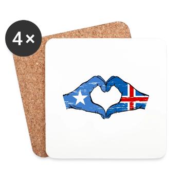 Somalia Island Flag Hands Heart Shape Used - Coasters (set of 4) - white - Front