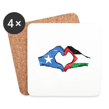 Somalia Palästina Flagge Hände Herzform used - Untersetzer (4er-Set) - Weiß - Vorne
