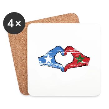 Somalia Morocco Flag Hands Heart Shape Used - Coasters (set of 4) - white - Front