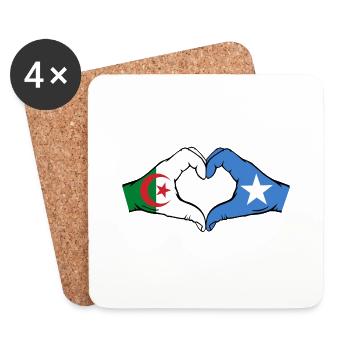Algeria Somalia Flag Hands Heart Shape - Coasters (set of 4) - white - Front