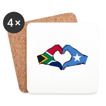 Südafrika Somalia Flagge Hände Herzform used - Untersetzer (4er-Set) - Weiß - Vorne