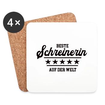 Beste Schreinerin Tischlerin Chefin Schreiner Frau - Untersetzer (4er-Set) - Weiß - Vorne
