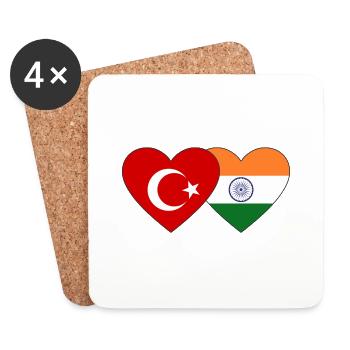 Turkey India Flag Heart - Coasters (set of 4) - white - Front