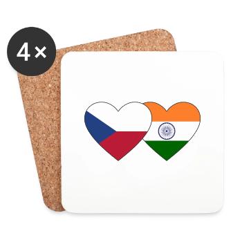 Tschechien Indien Flagge Herz - Untersetzer (4er-Set) - Weiß - Vorne
