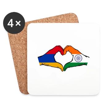 Armenien Indien Flagge Hände Herzform - Untersetzer (4er-Set) - Weiß - Vorne