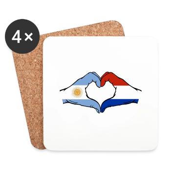 Argentine Hollande Drapeau Mains Coeur Forme - Dessous de verre (lot de 4) - blanc - Devant