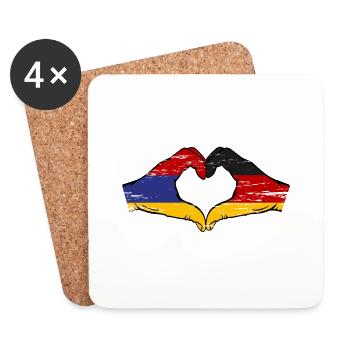 Armenia Germany Flag Hands Heart Shape Used - Coasters (set of 4) - white - Front