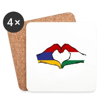 Armenien Ungarn Flagge Hände Herzform - Untersetzer (4er-Set) - Weiß - Vorne