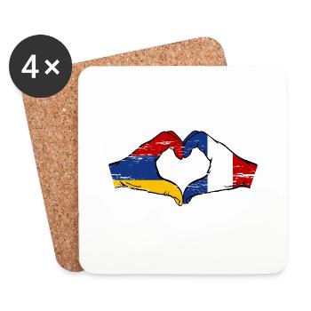 Armenien Frankreich Flagge Hände Herzform used - Untersetzer (4er-Set) - Weiß - Vorne