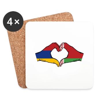 Armenien Belarus Flagge Hände Herzform - Untersetzer (4er-Set) - Weiß - Vorne