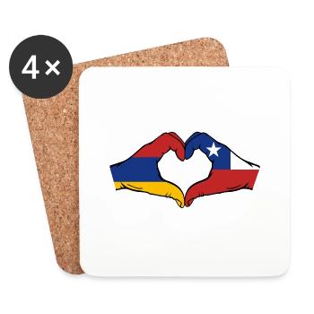 Armenien Chile Flagge Hände Herzform - Untersetzer (4er-Set) - Weiß - Vorne