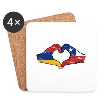 Armenia Chile flag hands heart shape used - Coasters (set of 4) - white - Front