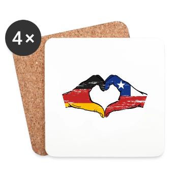 Germany Chile Flag Hands Heart Shape Used - Coasters (set of 4) - white - Front