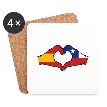 Spain Chile Flag Hands Heart Shape - Coasters (set of 4) - white - Front