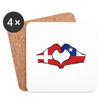 Denmark Chile Flag Hands Heart Shape - Coasters (set of 4) - white - Front