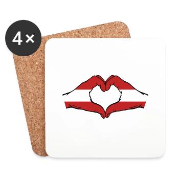 Austria Flag Hands Heart Shape - Coasters (set of 4) - white - Front