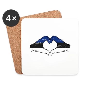 Estonia flag hands heart shape used - Coasters (set of 4) - white - Front