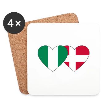 Nigeria Denmark Flag Heart - Coasters (set of 4) - white - Front
