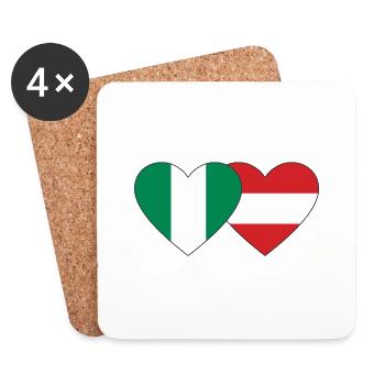 Nigeria Austria Flag Heart - Coasters (set of 4) - white - Front