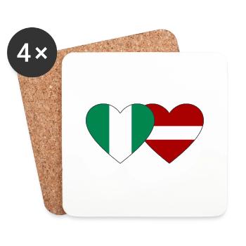 Nigeria Lettland Flagge Herz - Untersetzer (4er-Set) - Weiß - Vorne