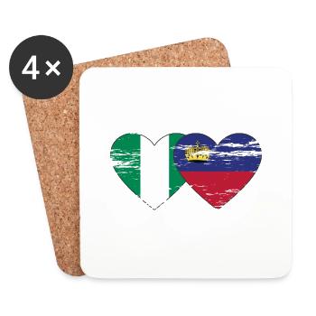 Nigeria Liechtenstein drapeau coeur utilisé - Dessous de verre (lot de 4) - blanc - Devant