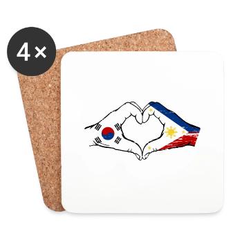 Corée du Sud Philippines Drapeau Mains Coeur Forme Utilisé - Dessous de verre (lot de 4) - blanc - Devant