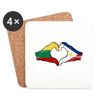 Litauen Philippinen Flagge Hände Herzform used - Untersetzer (4er-Set) - Weiß - Vorne
