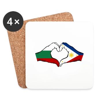Bulgaria Philippines Flag Hands Heart Shape - Coasters (set of 4) - white - Front