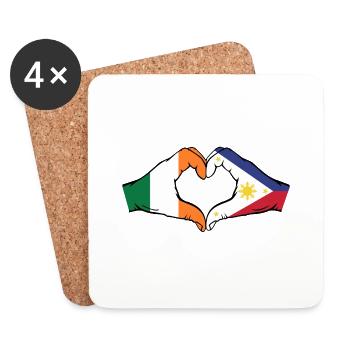 Irland Philippinen Flagge Hände Herzform - Untersetzer (4er-Set) - Weiß - Vorne