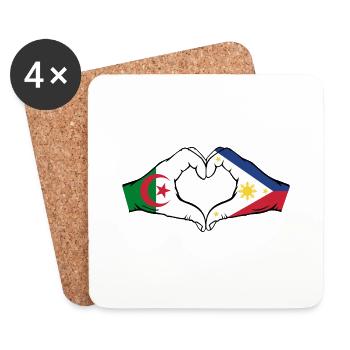 Algerien Philippinien Flagge Hände Herzform - Untersetzer (4er-Set) - Weiß - Vorne