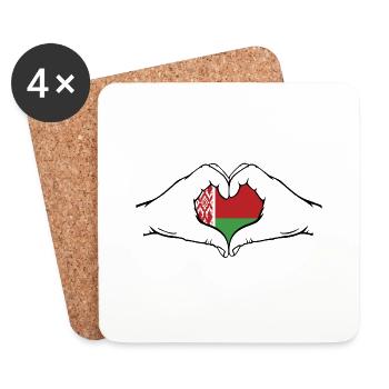 Belarus Flag Hands Heart Shape - Coasters (set of 4) - white - Front