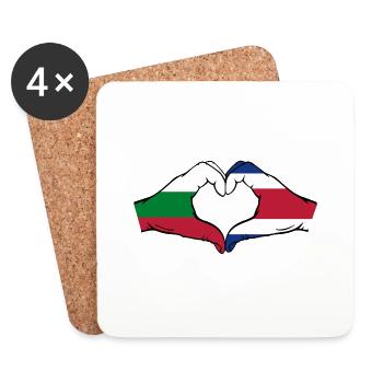 Bulgarie Costa Rica Drapeau Mains Coeur Forme - Dessous de verre (lot de 4) - blanc - Devant