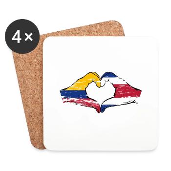 Kolumbien Costa Rica Flagge Hände Herzform used - Untersetzer (4er-Set) - Weiß - Vorne