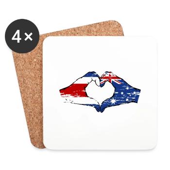 Costa Rica Australien Flagge Hände Herzform used - Untersetzer (4er-Set) - Weiß - Vorne