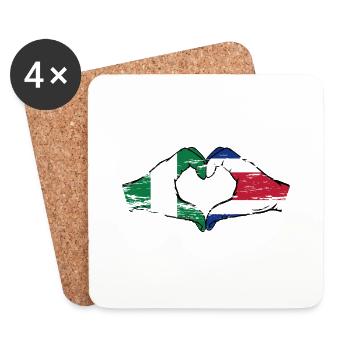 Nigeria Costa Rica Flagge Hände Herzform used - Untersetzer (4er-Set) - Weiß - Vorne