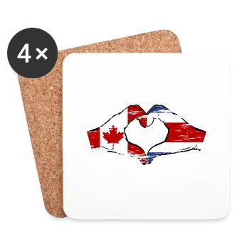 Canada Costa Rica drapeau mains coeur utilisé - Dessous de verre (lot de 4) - blanc - Devant