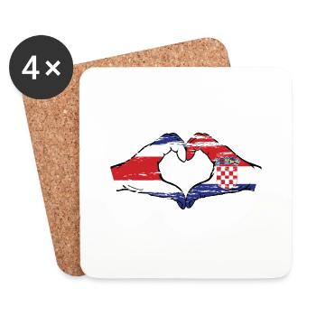 Costa Rica Kroatien Flagge Hände Herzform used - Untersetzer (4er-Set) - Weiß - Vorne