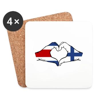 Costa Rica Finlande Drapeau Mains Coeur Forme - Dessous de verre (lot de 4) - blanc - Devant