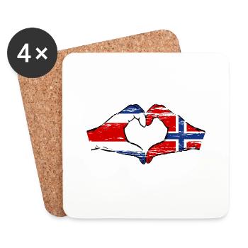 Costa Rica Norway flag hands heart shape used - Coasters (set of 4) - white - Front