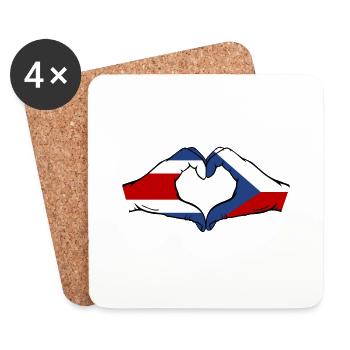 Costa Rica Tschechien Flagge Hände Herzform - Untersetzer (4er-Set) - Weiß - Vorne