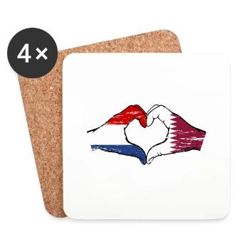 Holland Qatar flag hands heart shape used - Coasters (set of 4) - white - Front