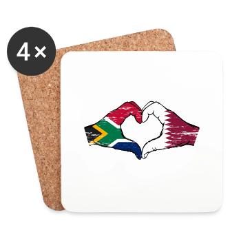 South Africa Qatar flag hands heart shape used - Coasters (set of 4) - white - Front
