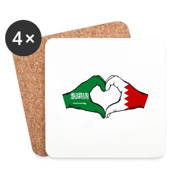Saudi Arabia Bahrain Flag Hands Heart Shape - Coasters (set of 4) - white - Front