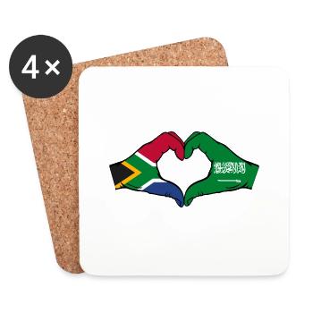 Afrique du Sud Arabie Saoudite Drapeau Mains Coeur Forme - Dessous de verre (lot de 4) - blanc - Devant