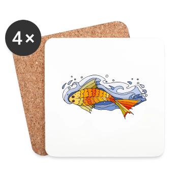 Poisson - Dessous de verre (lot de 4) - blanc - Devant