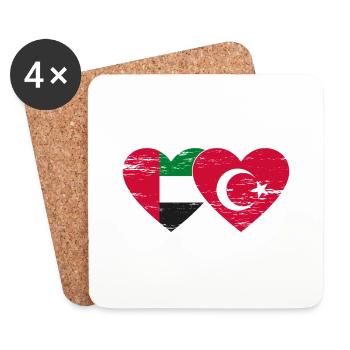 Vereinigte Arabische Emirate Türkei Flagge Herz - Untersetzer (4er-Set) - Weiß - Vorne