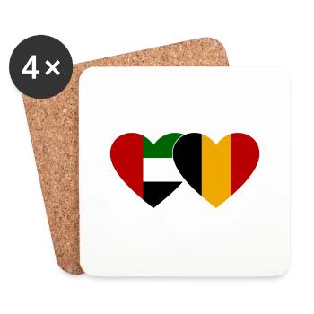 United Arab Emirates Belgium Flag Heart - Coasters (set of 4) - white - Front