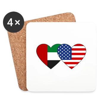 United Arab Emirates USA Flag Heart - Coasters (set of 4) - white - Front