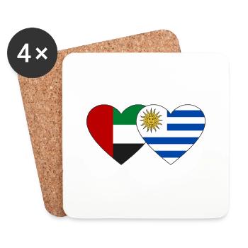 Vereinigte Arabische Emirate Uruguay Flagge Herz - Untersetzer (4er-Set) - Weiß - Vorne
