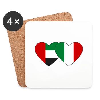 United Arab Emirates Italy Flag Heart - Coasters (set of 4) - white - Front